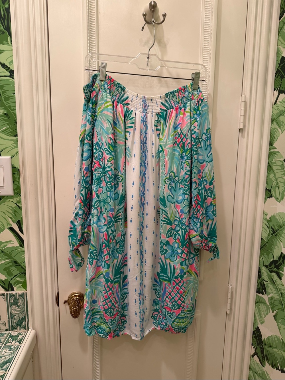 Lilly Pulitzer Resort White Maryellen Coconut Row Off The Shoulder mini Dress L - Picture 6 of 9